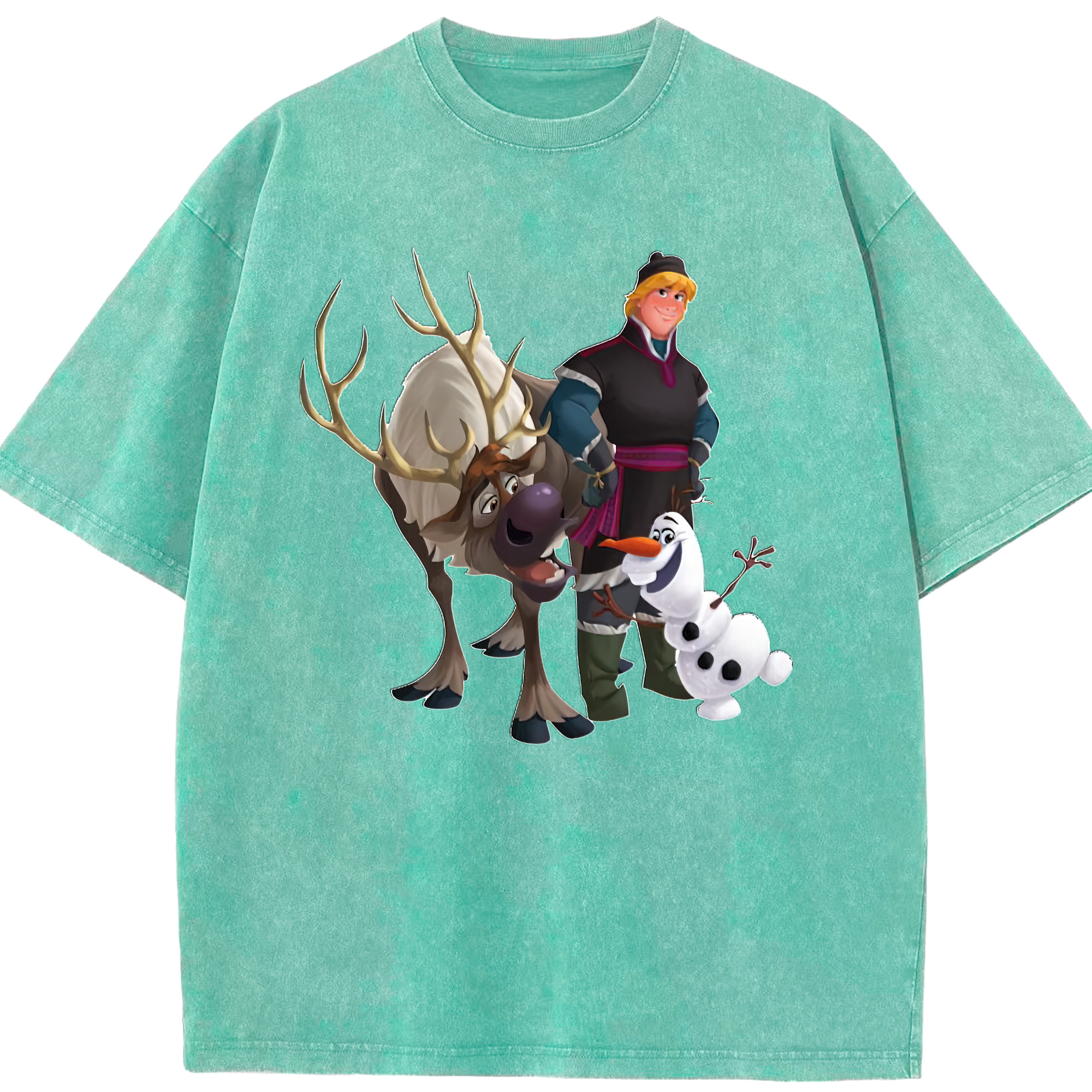 （画像用） アナと雪の女王 アンナ エルサ Frozen Anna Elsa 綿100% ヴィンテージ風 半袖Tシャツ（フロントプリント）